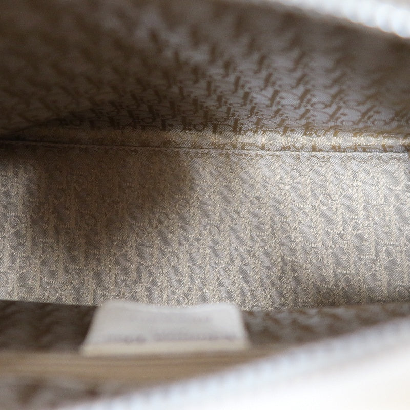 DIOR Cannage Lady Dior Handbag, Lambskin, White, Silver-Tone Hardware, White PVC, 5-Pocket Lady Dior Top Handle Bag