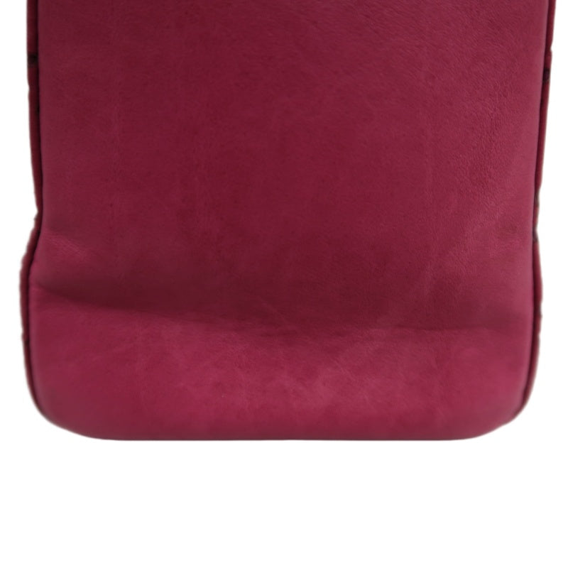 DIOR Lady Dior Punching Handbag, Leather, Magenta Pink, Gold Hardware