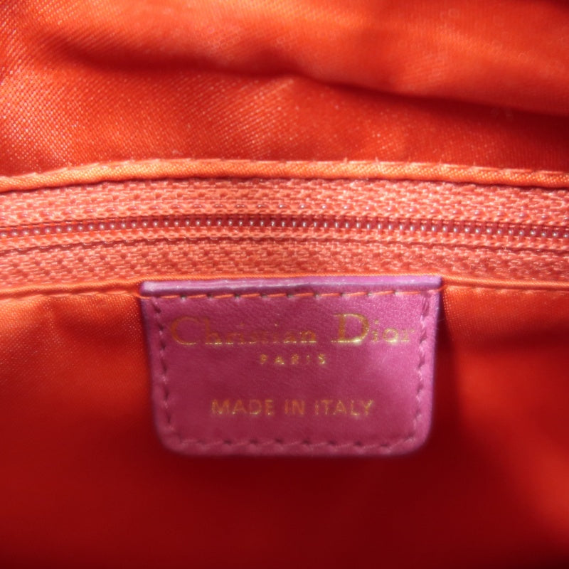 DIOR Lady Dior Punching Handbag, Leather, Magenta Pink, Gold Hardware