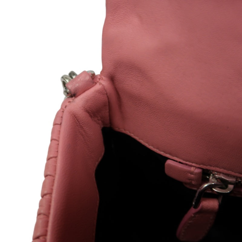 MIUMIU Coffer Matelasse Nappa Crystal Chain Shoulder Bag Clutch Pink Leather Silver Hardware