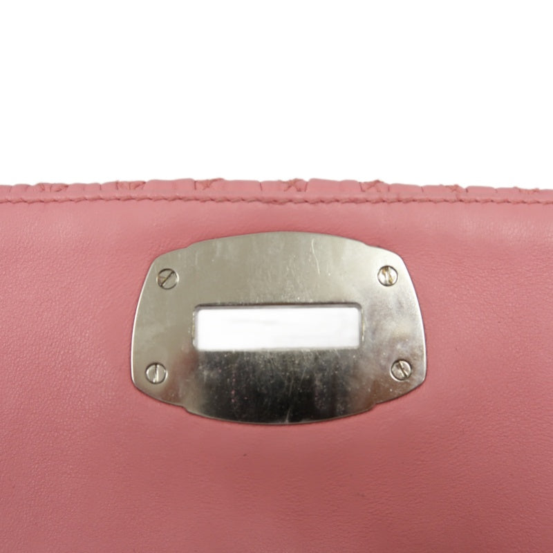 MIUMIU Coffer Matelasse Nappa Crystal Chain Shoulder Bag Clutch Pink Leather Silver Hardware