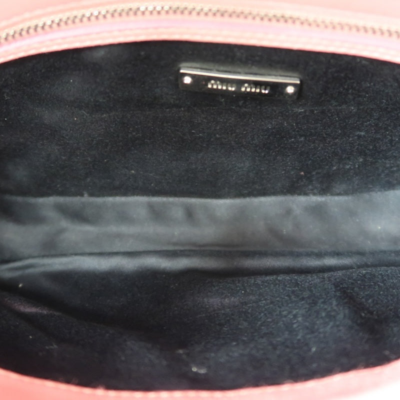 MIUMIU Coffer Matelasse Nappa Crystal Chain Shoulder Bag Clutch Pink Leather Silver Hardware
