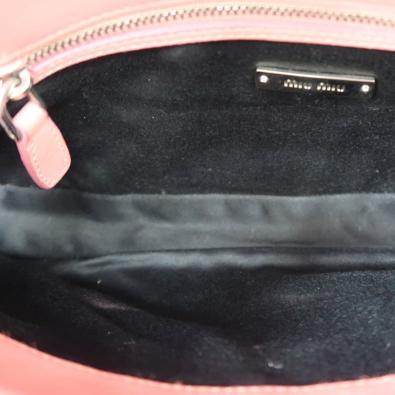 MIUMIU Coffer Matelasse Nappa Crystal Chain Shoulder Bag Clutch Pink Leather Silver Hardware
