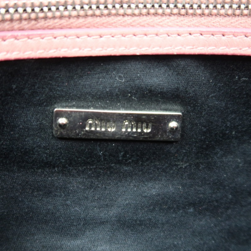 MIUMIU Coffer Matelasse Nappa Crystal Chain Shoulder Bag Clutch Pink Leather Silver Hardware