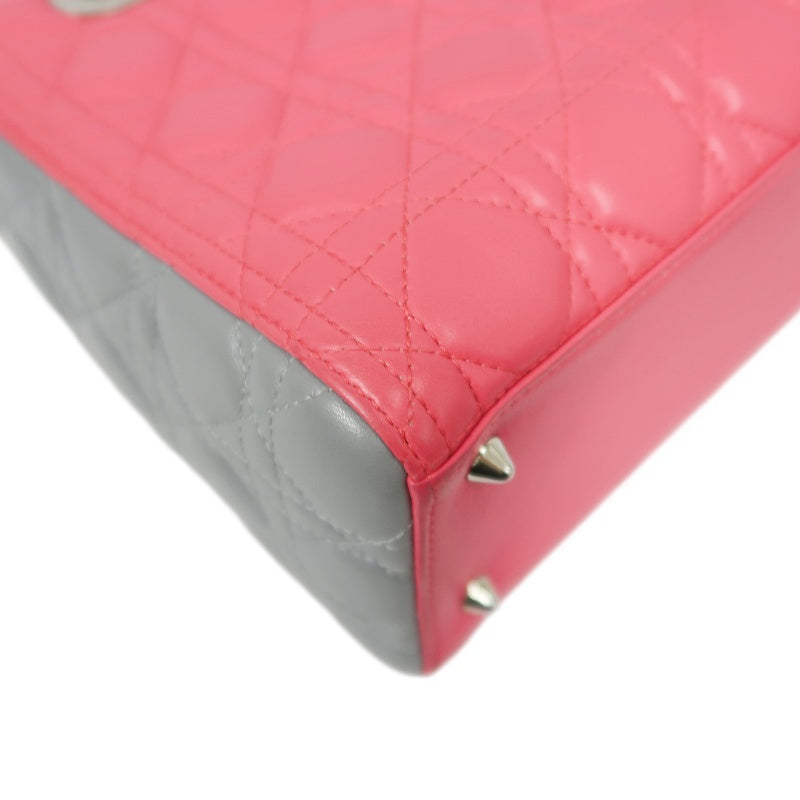 DIOR Cannage Lady Dior Handbag, Pink, Silver-tone Hardware, Pink PVC, 5-Size