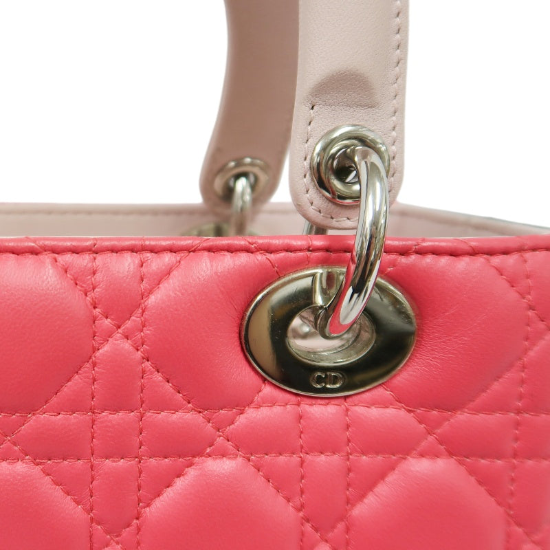 DIOR Cannage Lady Dior Handbag, Pink, Silver-tone Hardware, Pink PVC, 5-Size