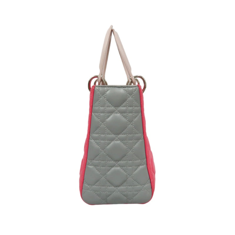DIOR Cannage Lady Dior Handbag, Pink, Silver-tone Hardware, Pink PVC, 5-Size
