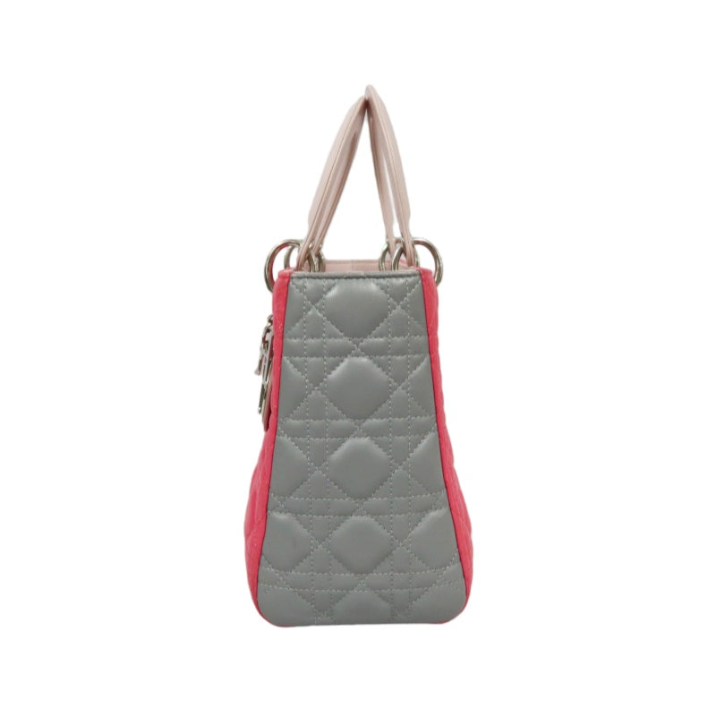 DIOR Cannage Lady Dior Handbag, Pink, Silver-tone Hardware, Pink PVC, 5-Size