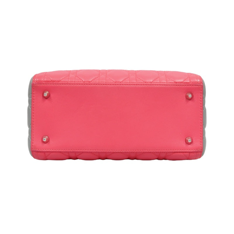 DIOR Cannage Lady Dior Handbag, Pink, Silver-tone Hardware, Pink PVC, 5-Size