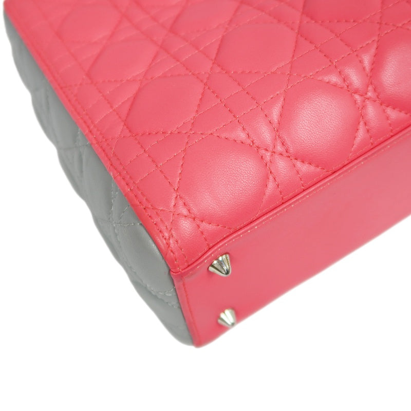 DIOR Cannage Lady Dior Handbag, Pink, Silver-tone Hardware, Pink PVC, 5-Size