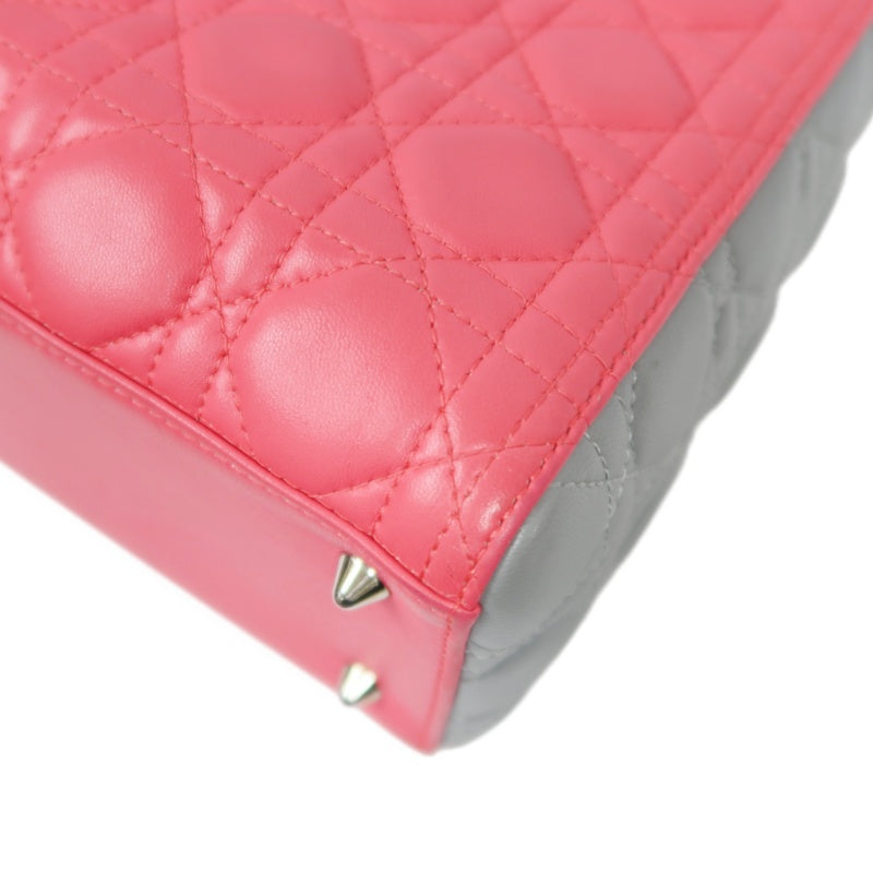 DIOR Cannage Lady Dior Handbag, Pink, Silver-tone Hardware, Pink PVC, 5-Size