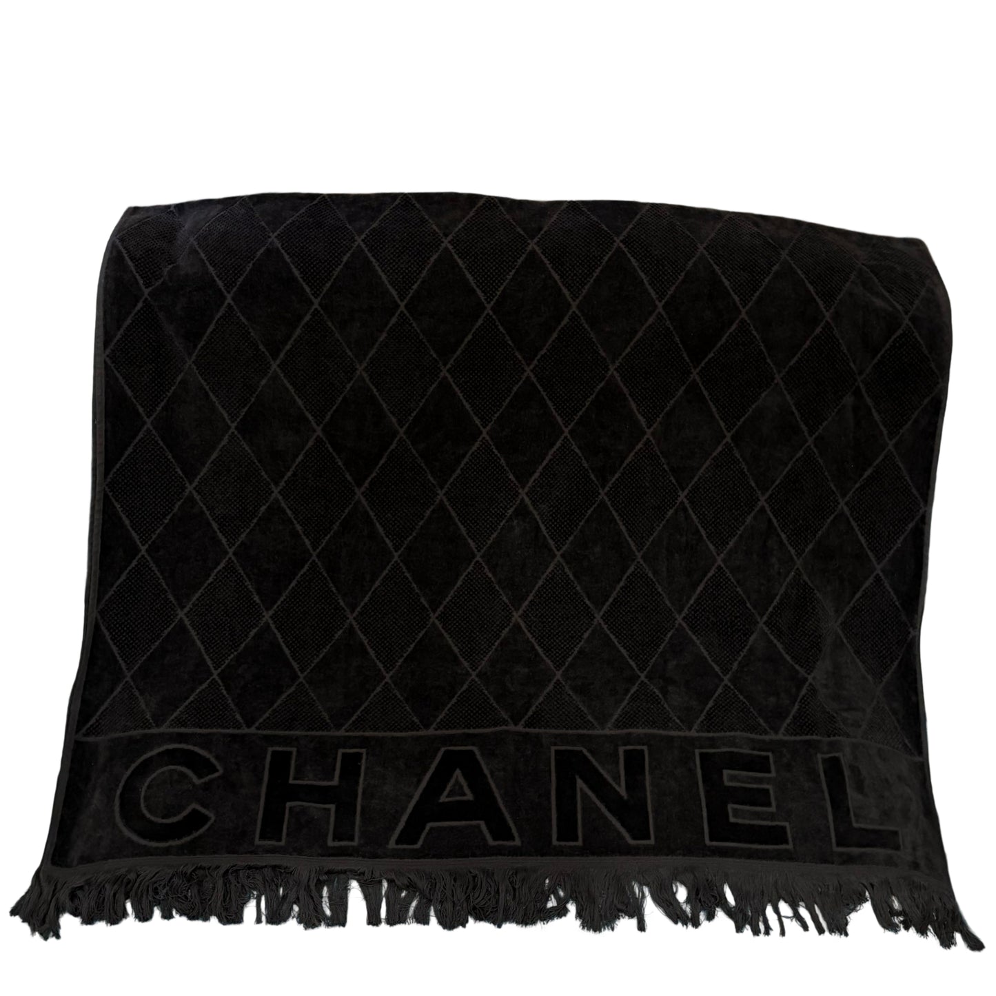 CHANEL Black Pile Fabric Oversized Scarf