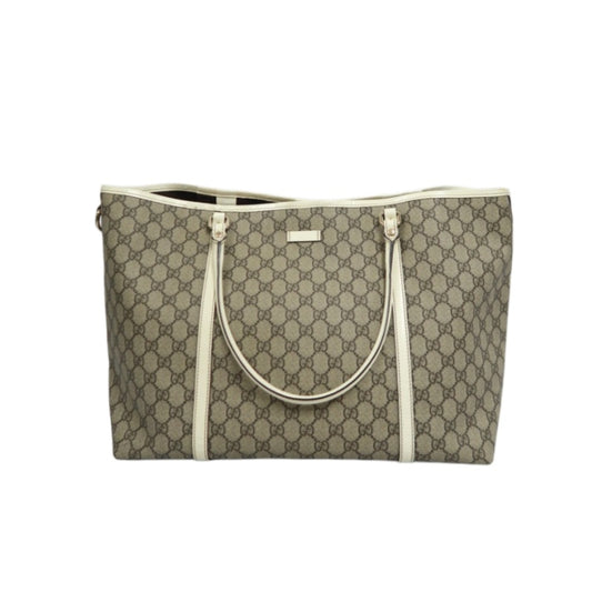 GUCCI GG Supreme Tote Bag, Grey, GG Monogram PVC Shoulder Shopping Bag