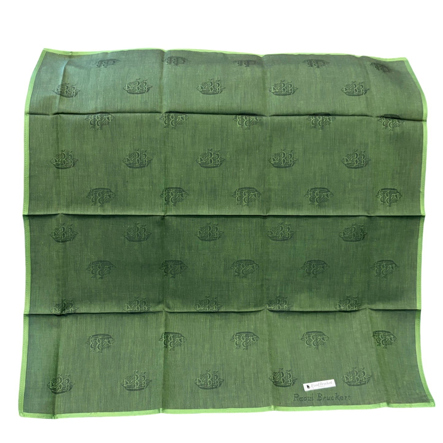 Raoul Bruckert Sailing Pattern Cotton Scarf Green