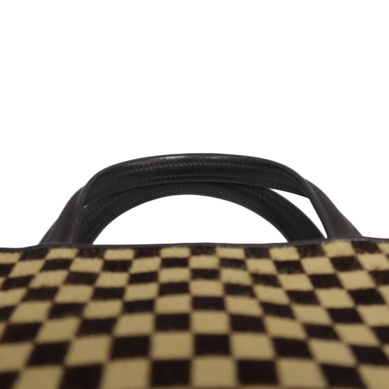 LOUIS VUITTON Impala Damier Sauvage Handbag, Brown, Suede, LV Damier Check, Antelope Fur