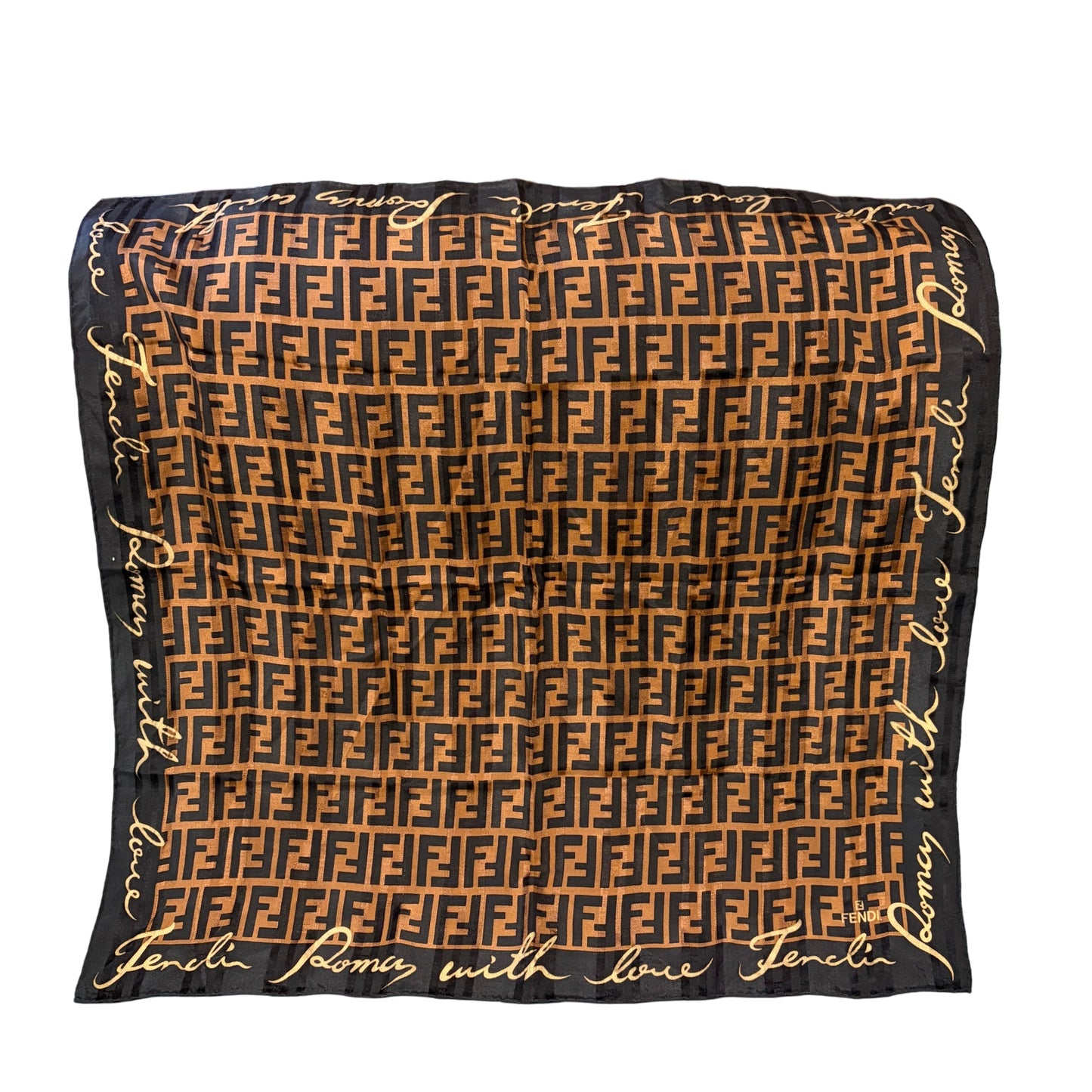 FENDI FF Zucca Logo Scarf Wool Silk Brown/Black