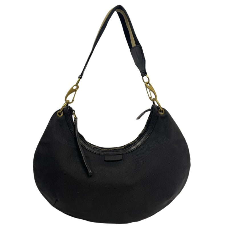 GUCCI Nylon Hobo One Shoulder Bag Black Gold Hardware