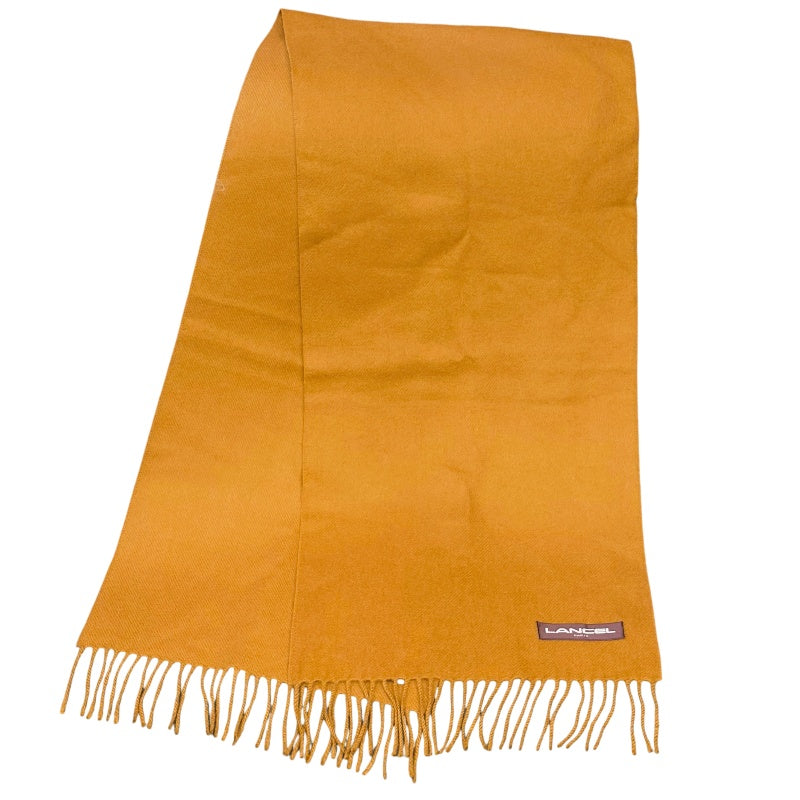LANCEL Muffler Scarf Yellow Light Brown Camel Solid Color Fringe Brand Label Warm for Autumn Winter