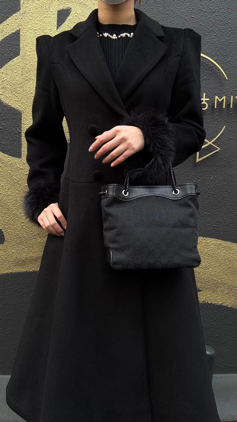 GUCCI GG Canvas Handbag, Black, Silver Hardware, GUCCI Black Monogram Canvas Shoulder Bag