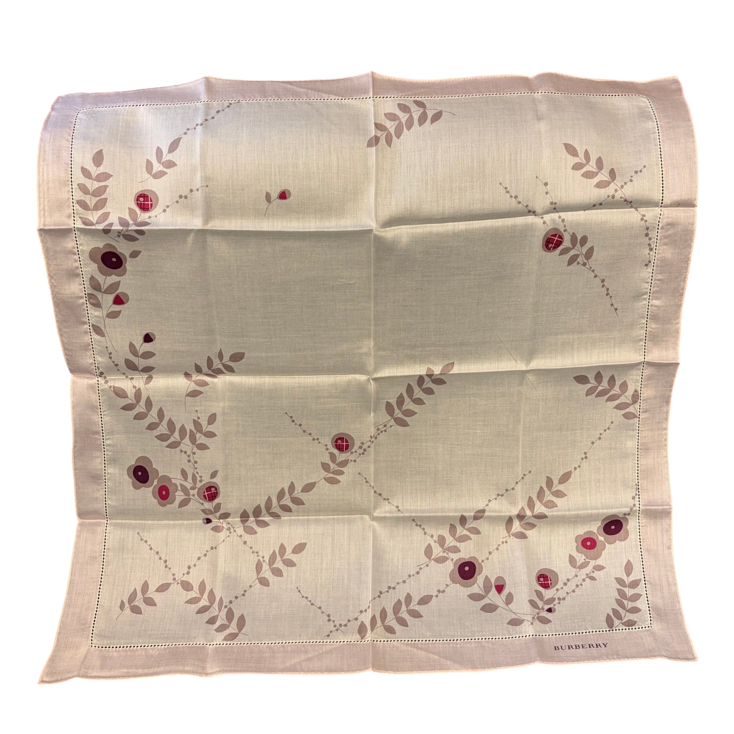 BURBERRY Flower Motif Silk Scarf Pink
