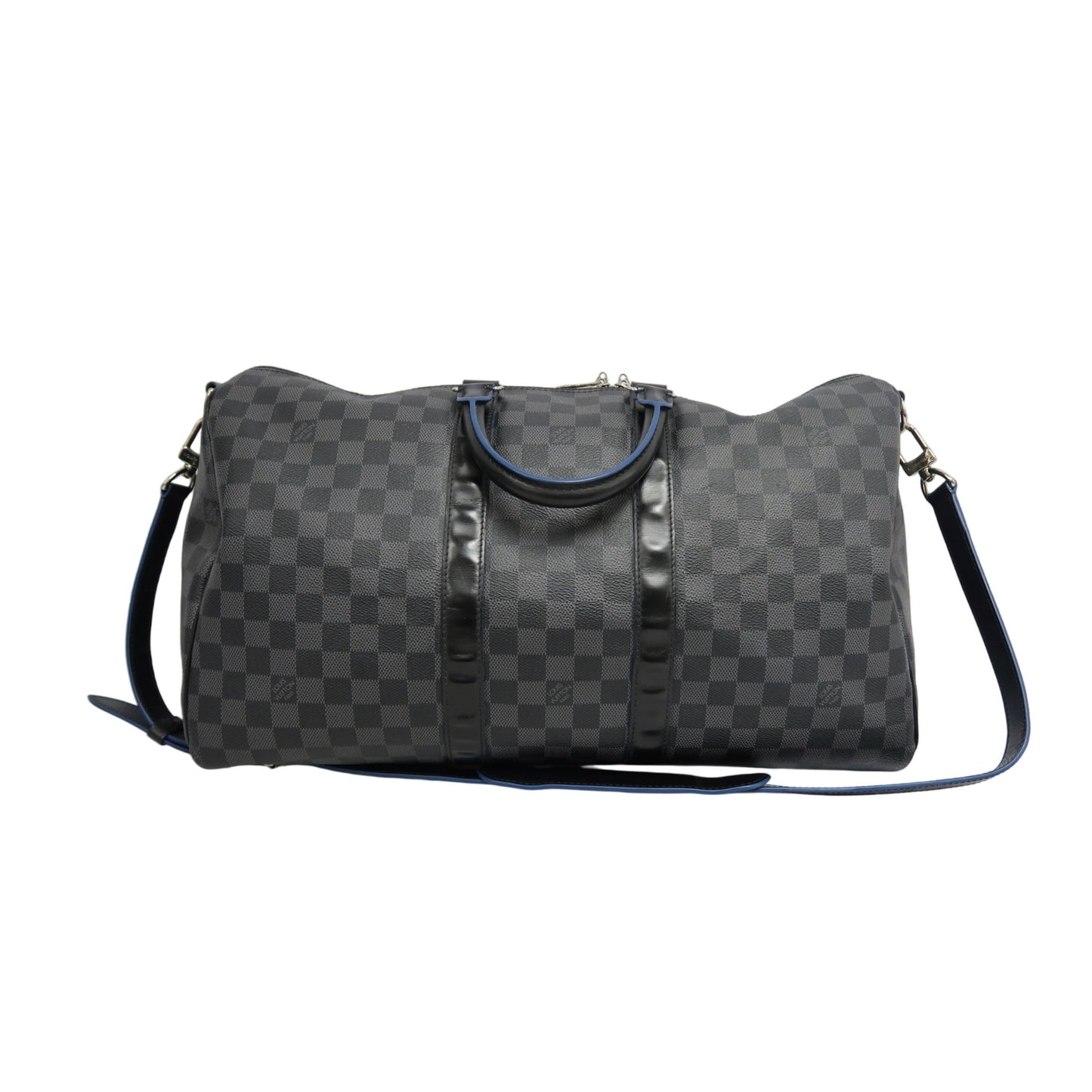 LOUIS VUITTON LV Keepall Damier Graphite Boston Travel Bag Black PVC