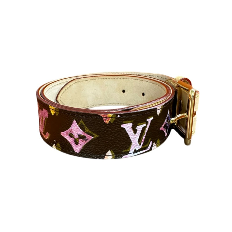 LOUIS VUITTON Ceinture CA0028 Monogram Watercolor Belt, Gold Hardware, With Box