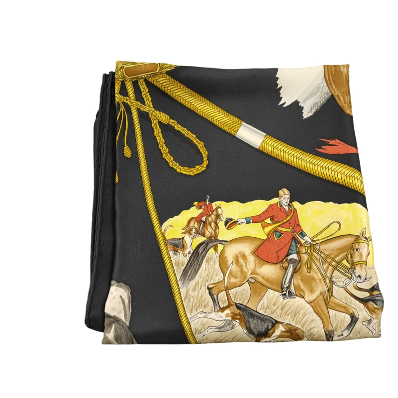 HERMES Carre 90 Silk Scarf Black Stain