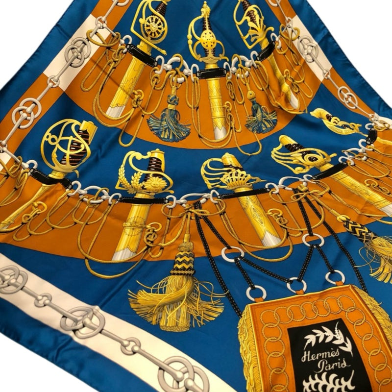 HERMES Carre 90 Silk Scarf Blue With Box