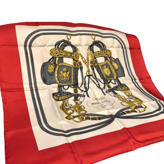 HERMES Carre 90 Silk Scarf Red With Box