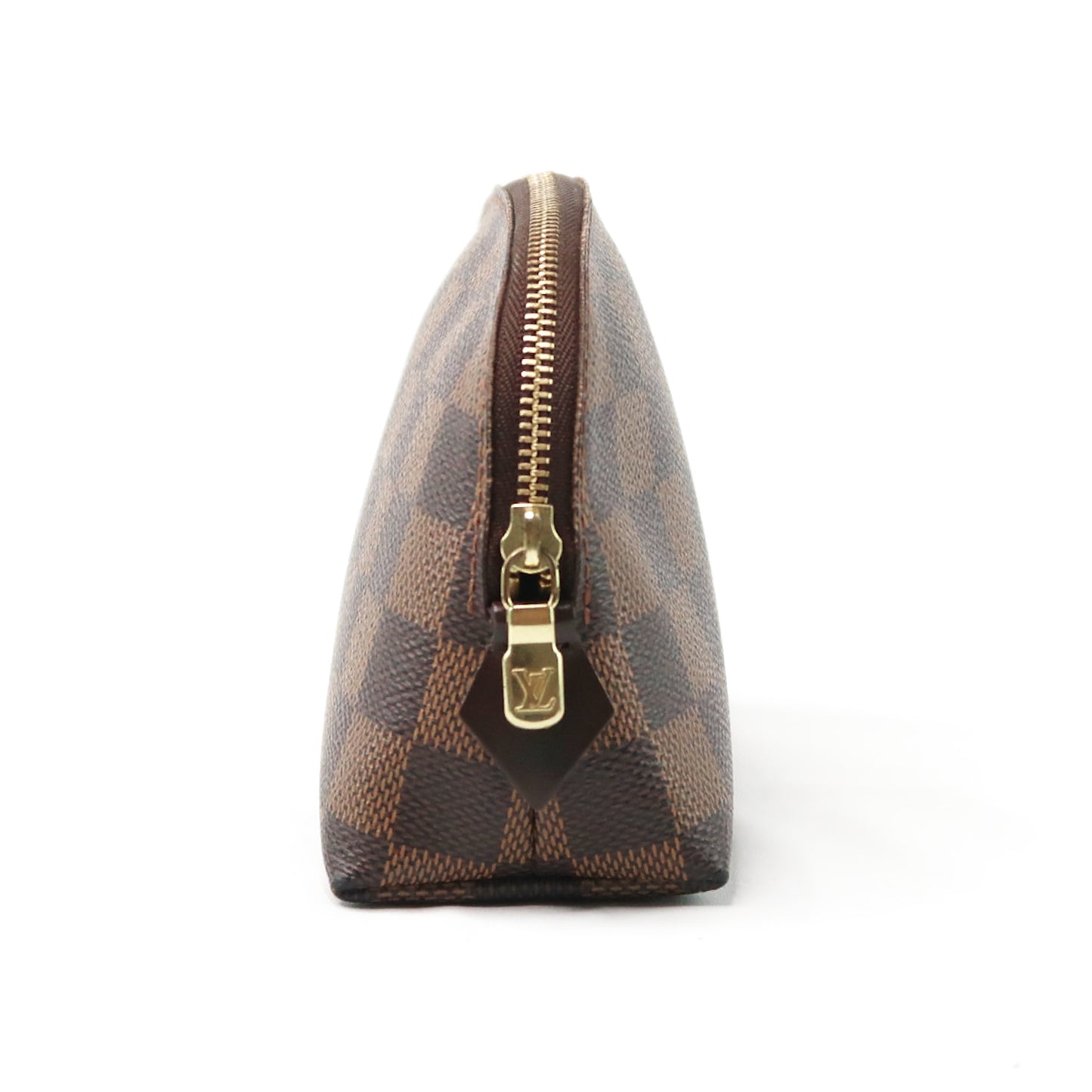 Louis Vuitton Damier Pochette Cosmetic Brown Checkered PVC Half-Moon Toiletry & Makeup Clutch Bag