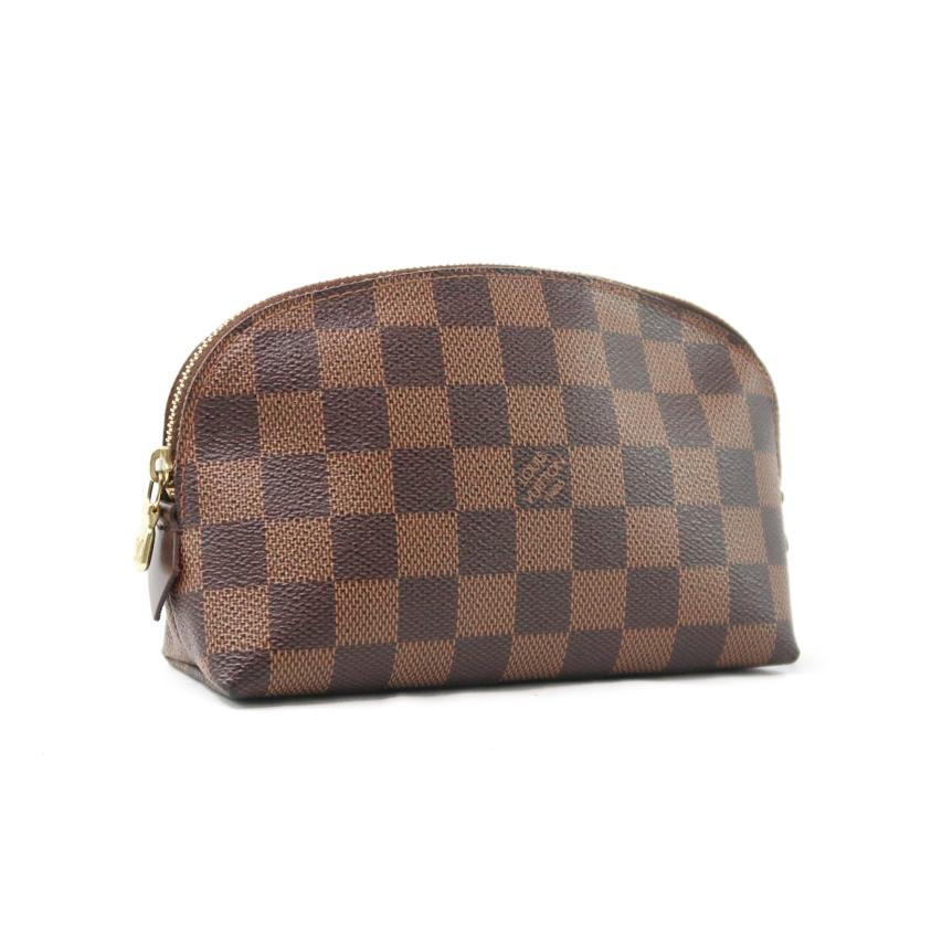 Louis Vuitton Damier Pochette Cosmetic Brown Checkered PVC Half-Moon Toiletry & Makeup Clutch Bag