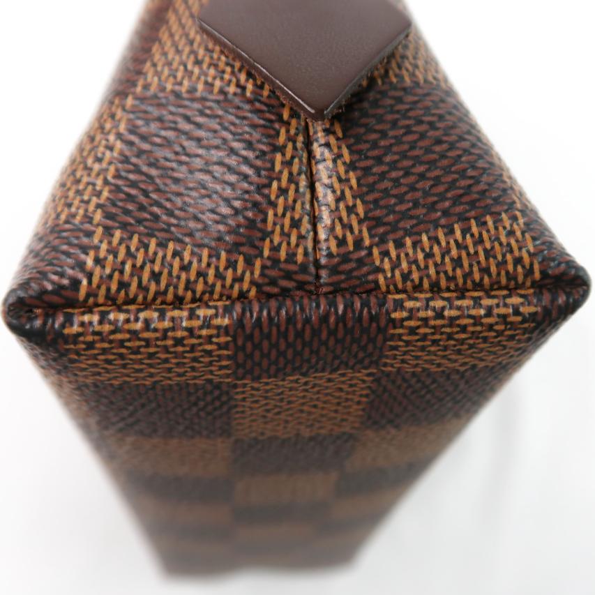 Louis Vuitton Damier Pochette Cosmetic Brown Checkered PVC Half-Moon Toiletry & Makeup Clutch Bag