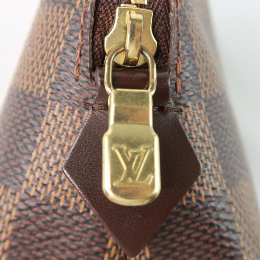 Louis Vuitton Damier Pochette Cosmetic Brown Checkered PVC Half-Moon Toiletry & Makeup Clutch Bag