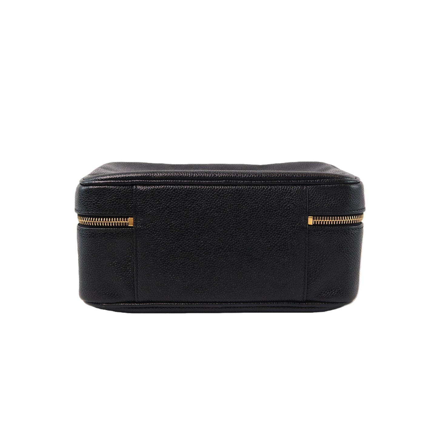 CHANEL Black Caviar Leather Box Bag, Gold Hardware, with Shoulder Strap & Guarantee Card, Top Handle & Crossbody Style