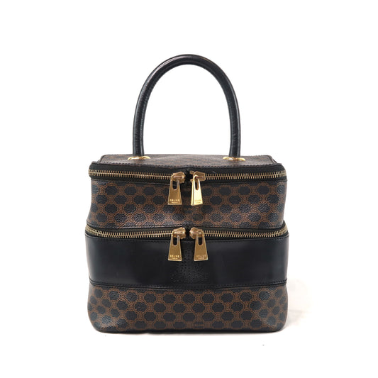 CELINE Macadam Handbag, Brown & Black, PVC (Box Style)