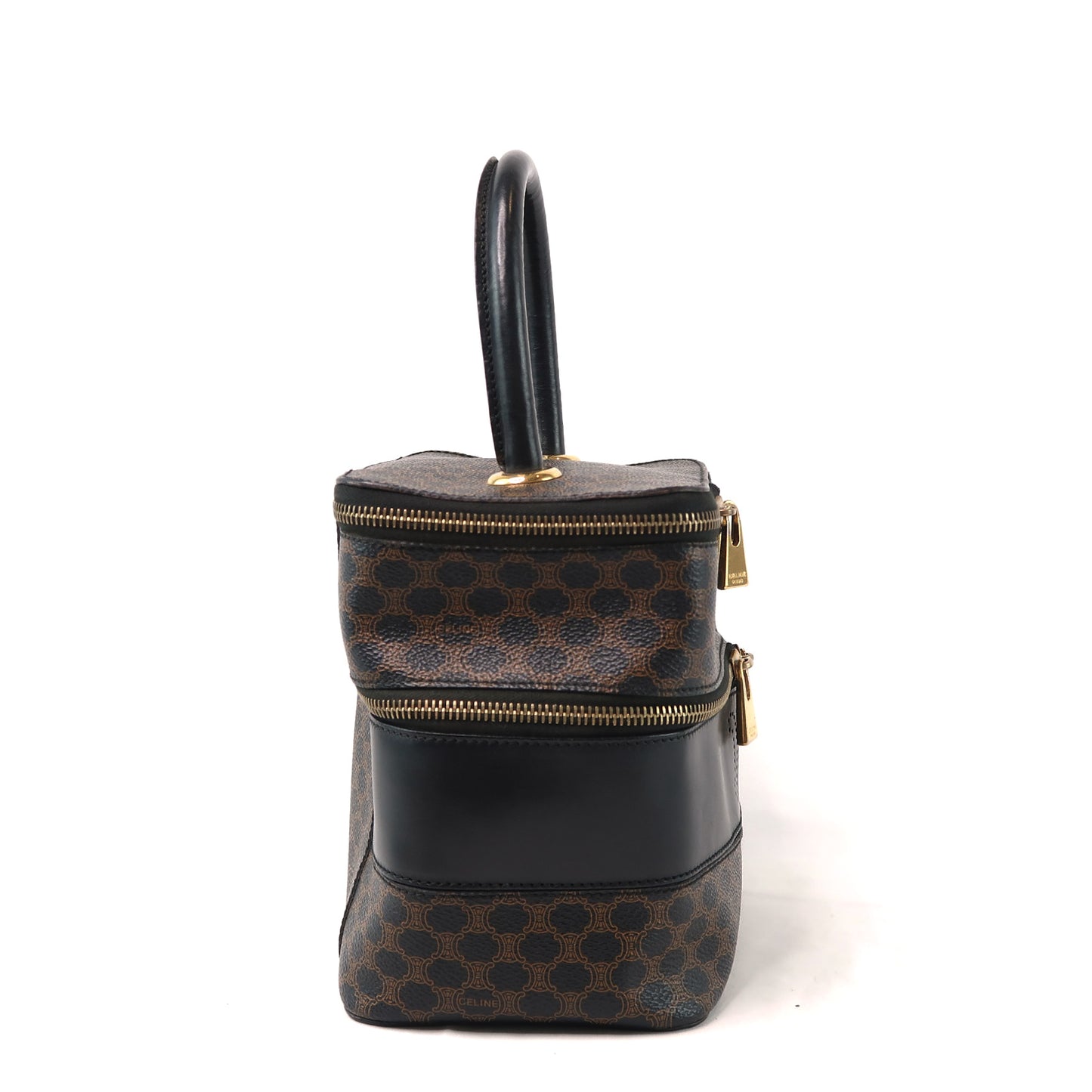 CELINE Macadam Handbag, Brown & Black, PVC (Box Style)