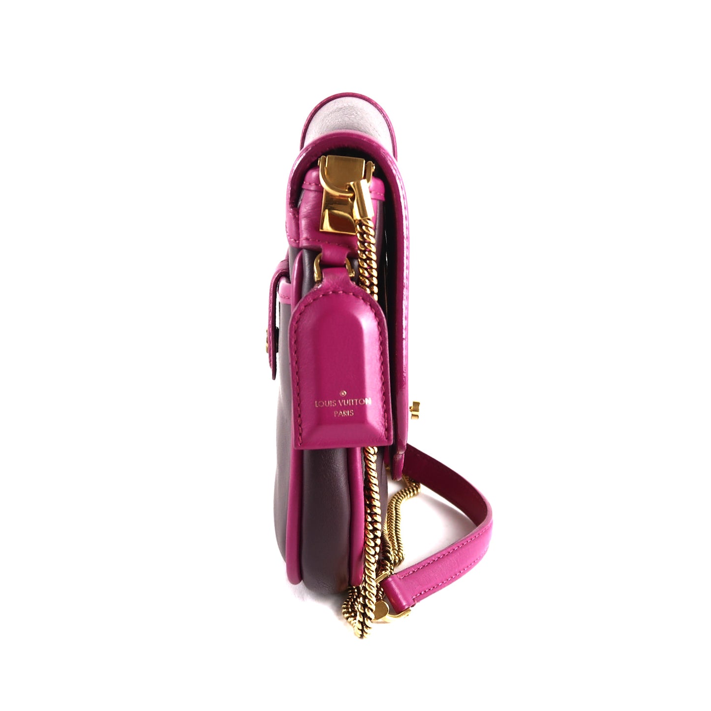 LOUIS VUITTON Trapezio Suhari Shoulder Bag, Prune Art Deco Pattern, Purple Color Block, Limited Edition, Gold Hardware, Includes Box