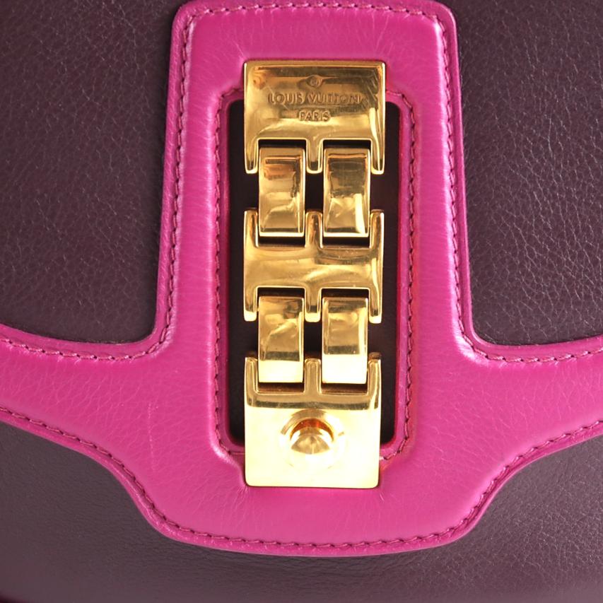 LOUIS VUITTON Trapezio Suhari Shoulder Bag, Prune Art Deco Pattern, Purple Color Block, Limited Edition, Gold Hardware, Includes Box