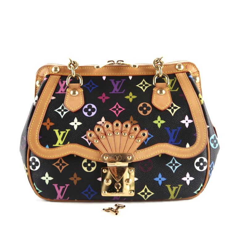 LOUIS VUITTON (LV) Multicolor Graceful Handbag, Black Tri-Color PVC, Peacock Limited Edition
