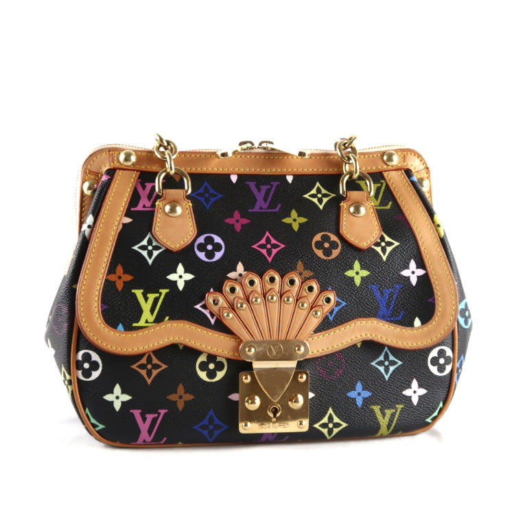 LOUIS VUITTON (LV) Multicolor Graceful Handbag, Black Tri-Color PVC, Peacock Limited Edition
