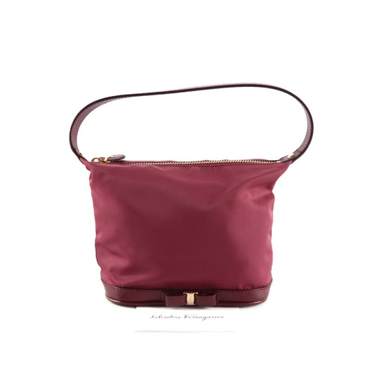 Ferragamo Burgundy Canvas Shoulder Bag