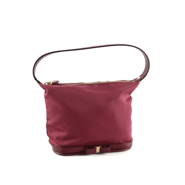 Ferragamo Burgundy Canvas Shoulder Bag