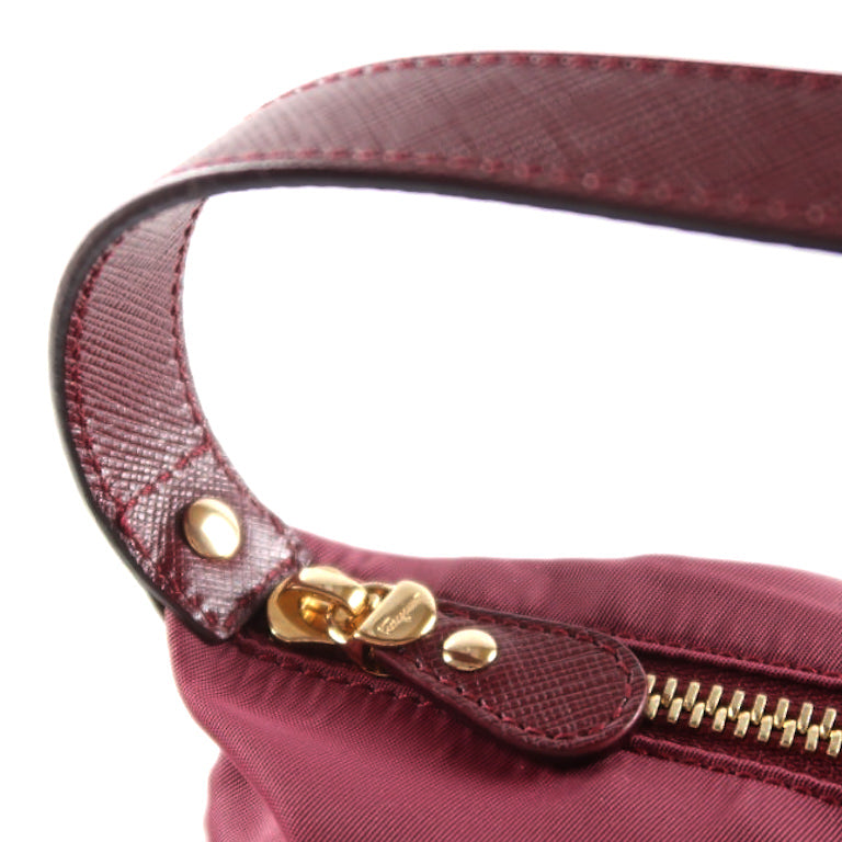 Ferragamo Burgundy Canvas Shoulder Bag