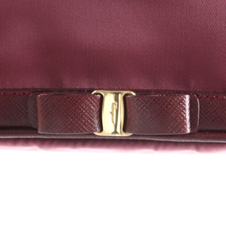 Ferragamo Burgundy Canvas Shoulder Bag