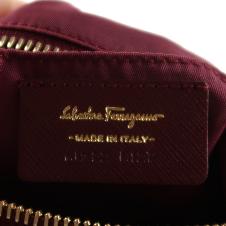 Ferragamo Burgundy Canvas Shoulder Bag