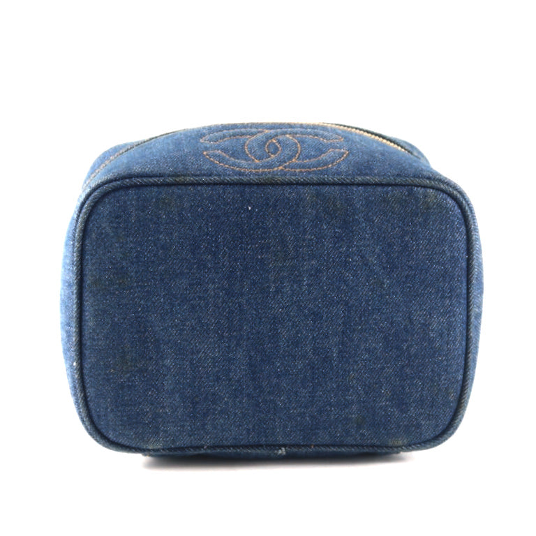 Chanel Vanity Bag 4-Series Denim Blue Gold Hardware  Makeup Bag