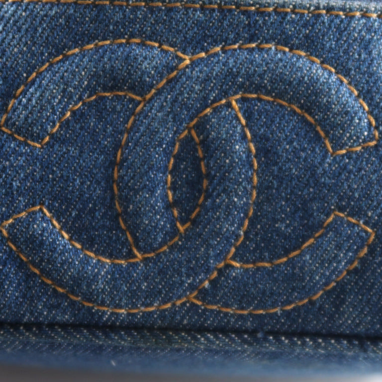 Chanel Vanity Bag 4-Series Denim Blue Gold Hardware  Makeup Bag