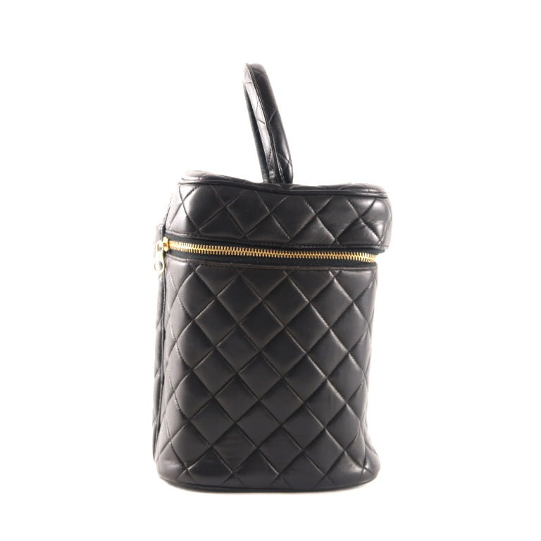 Chanel Vanity Bag Lambskin Black Quilted/Coco Mark Handbag Gold Hardware  Makeup Bag