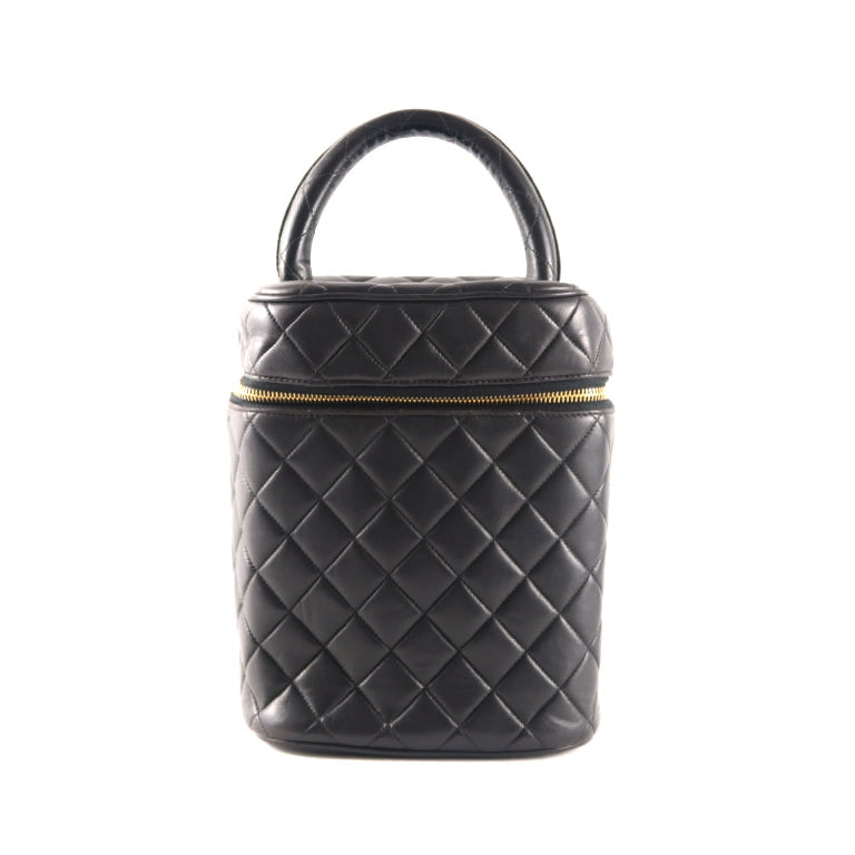 Chanel Vanity Bag Lambskin Black Quilted/Coco Mark Handbag Gold Hardware  Makeup Bag