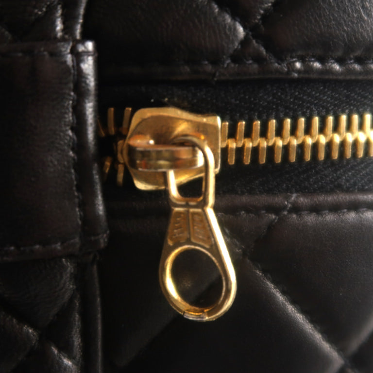 Chanel Vanity Bag Lambskin Black Quilted/Coco Mark Handbag Gold Hardware  Makeup Bag